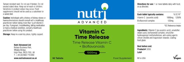 Vitamin C Time Release 90 Tablets - Image 3