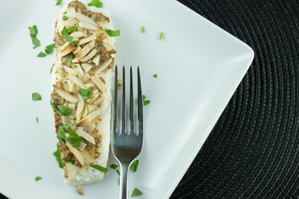 Halibut With Dijon And Almonds