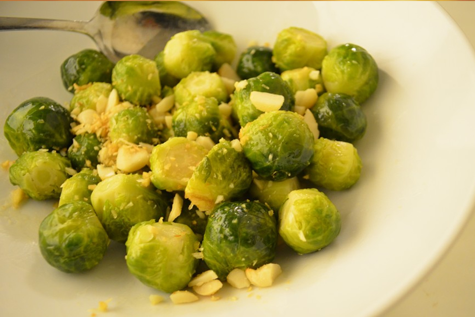 Steamed Brussels Sprouts With Ginger And Almonds