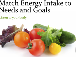 match energy intake to needs and goals